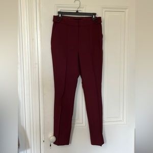 High Waisted Button Tab Seamed Front Skinny Pant